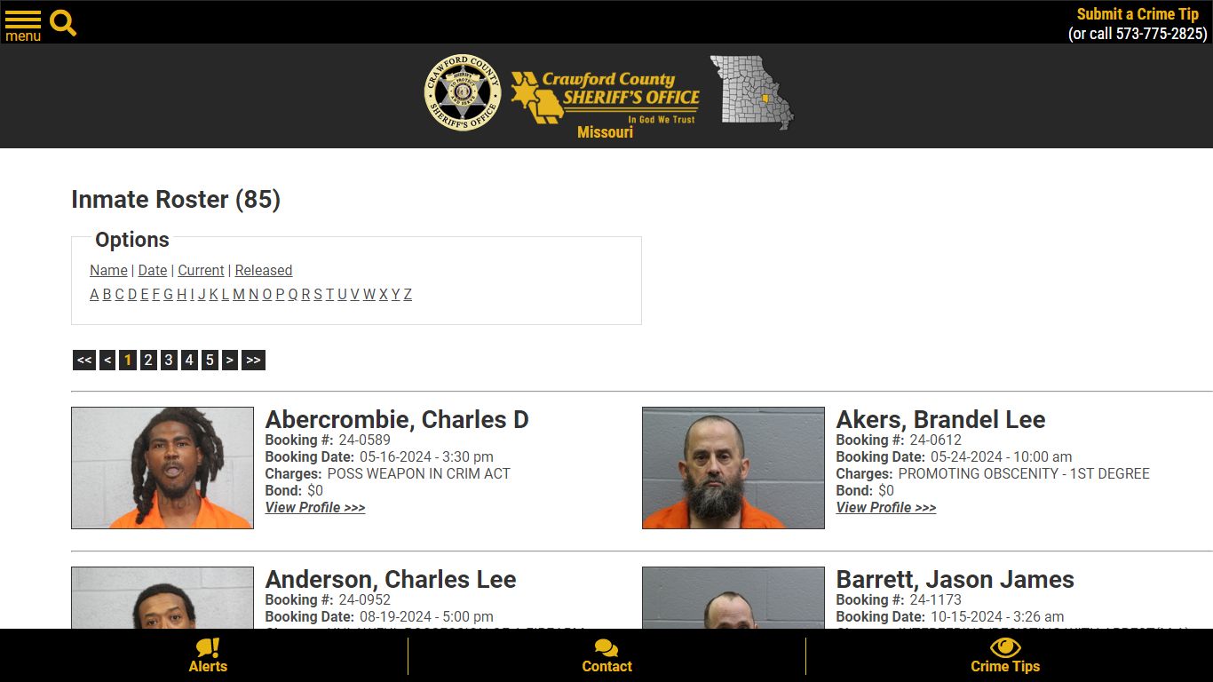 Inmate Roster - Current Inmates - Crawford County Sheriff MO