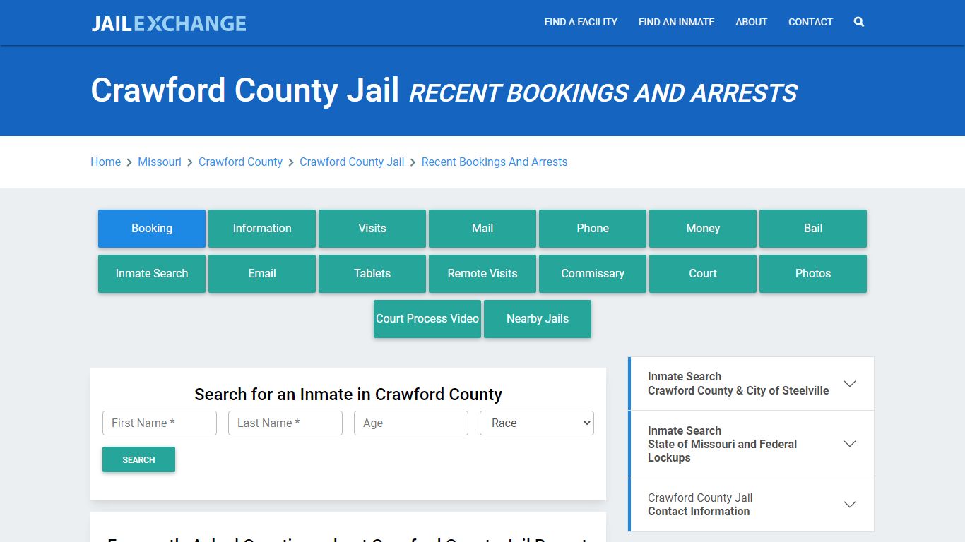 Crawford County Jail MO Recent Arrests and Bookings - Jail Exchange